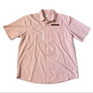 Vaccari Men's Size X Large Short Sleeve Pink Outdoor Series Fishing Shirt Vented